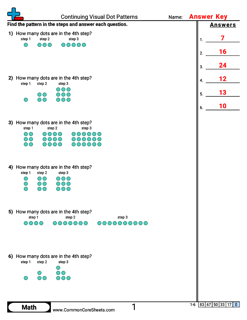 Continuing Visual Dot Patterns worksheet preview