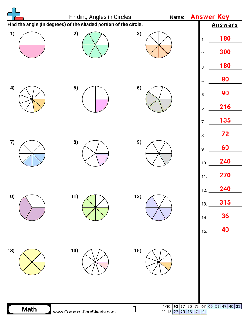 Angles Worksheets - finding-angles-in-circles worksheet