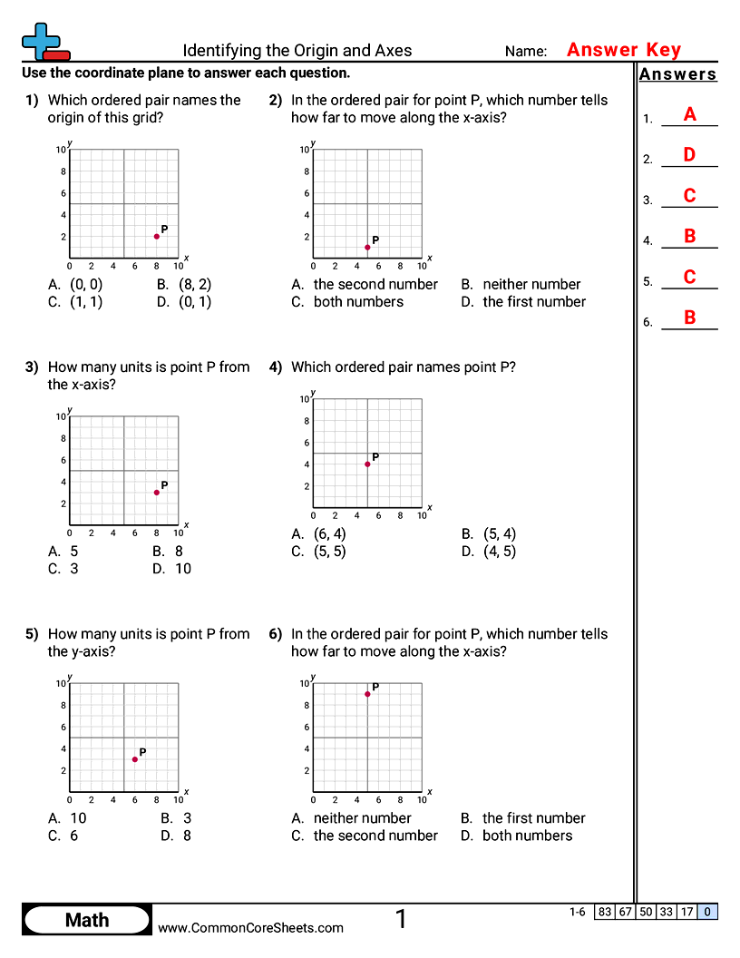 Identifying the Origin and Axes worksheet preview