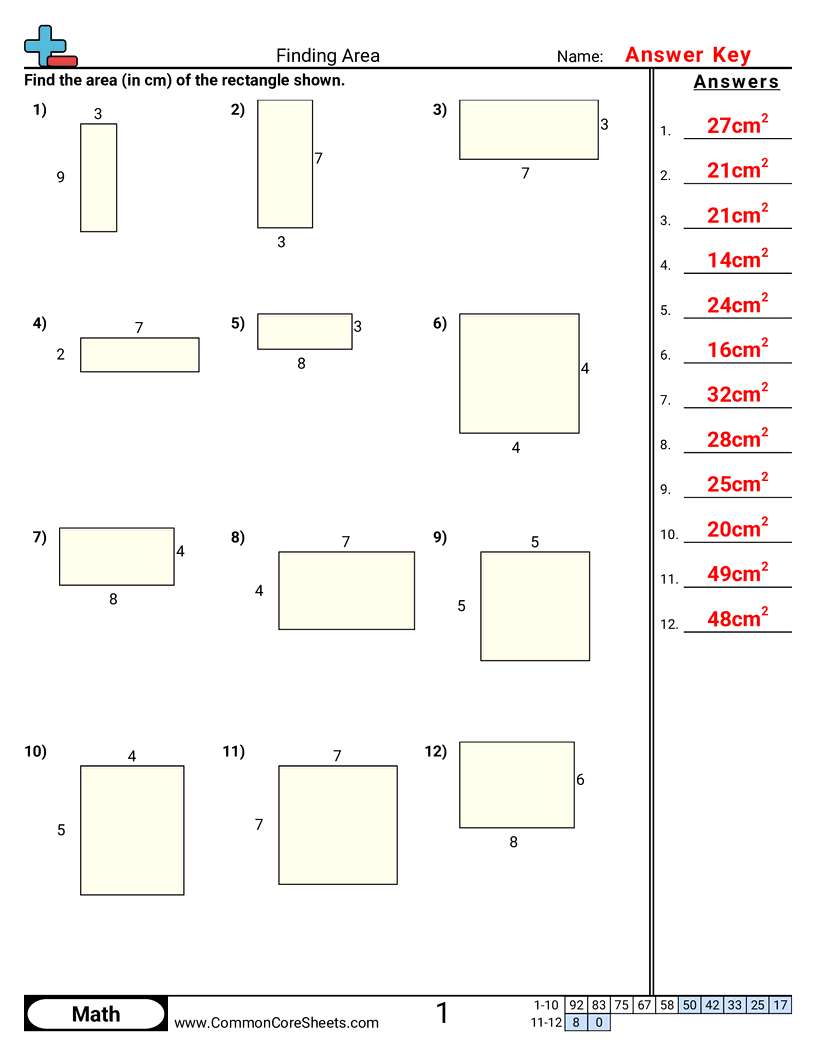 Area & Perimeter Worksheets - finding-area worksheet