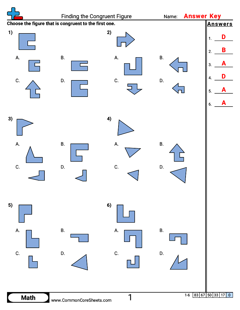 Shapes Worksheets - Finding the Congruent Figure worksheet