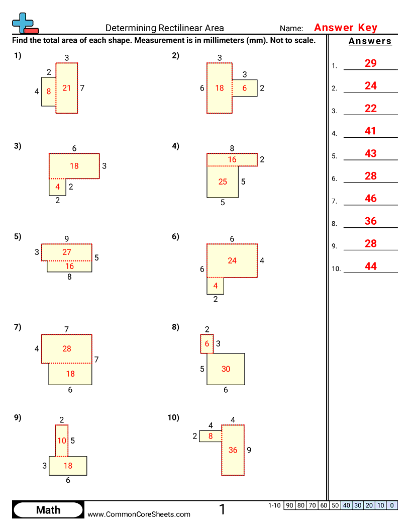 Area & Perimeter Worksheets - rectilinear-area worksheet