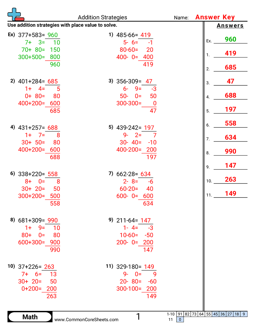 Addition Worksheets - addition-strategies worksheet