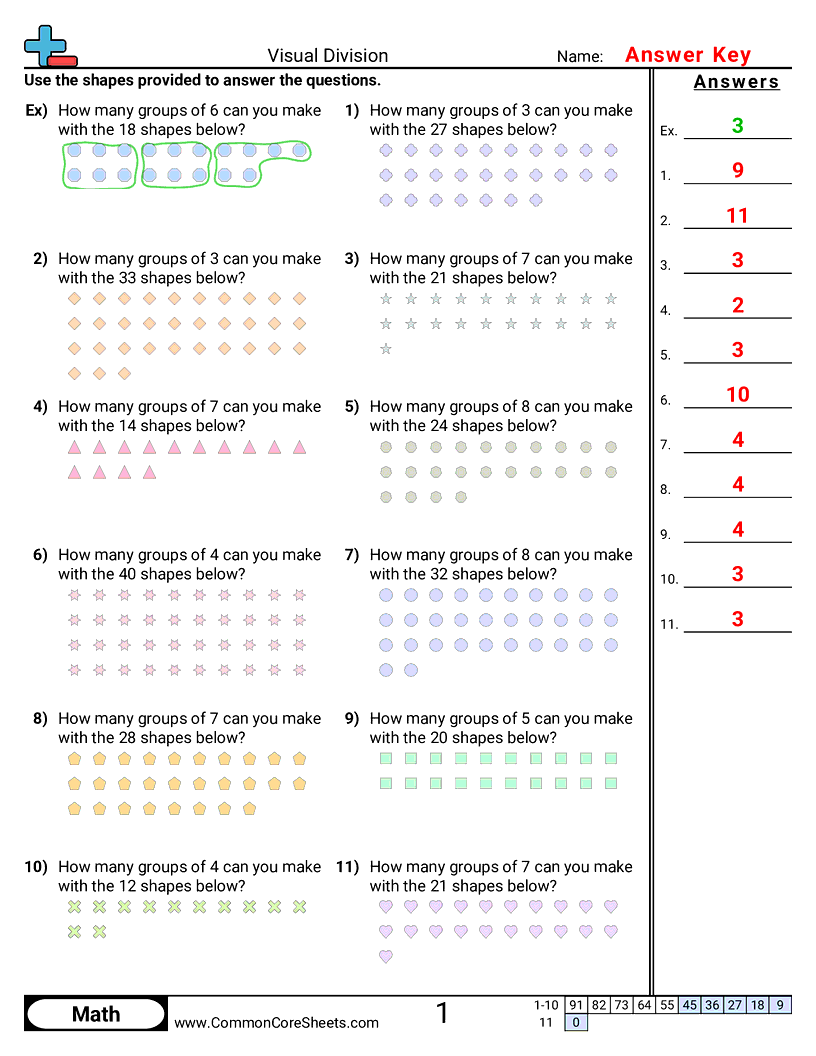 Division Worksheets - no-remainder worksheet