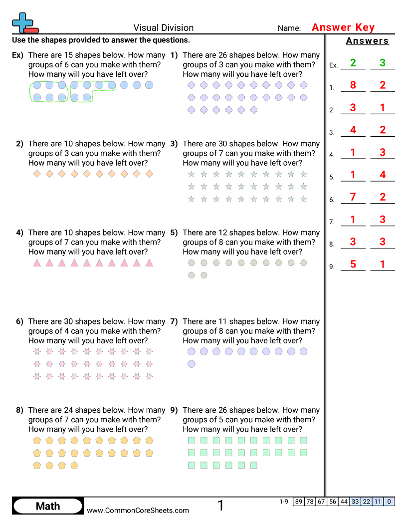 Division Worksheets - with-remainder worksheet