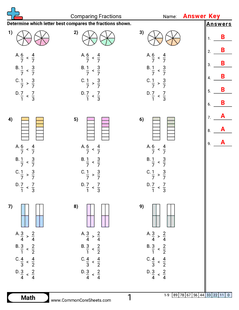 Fraction Worksheets - comparing-fractions worksheet