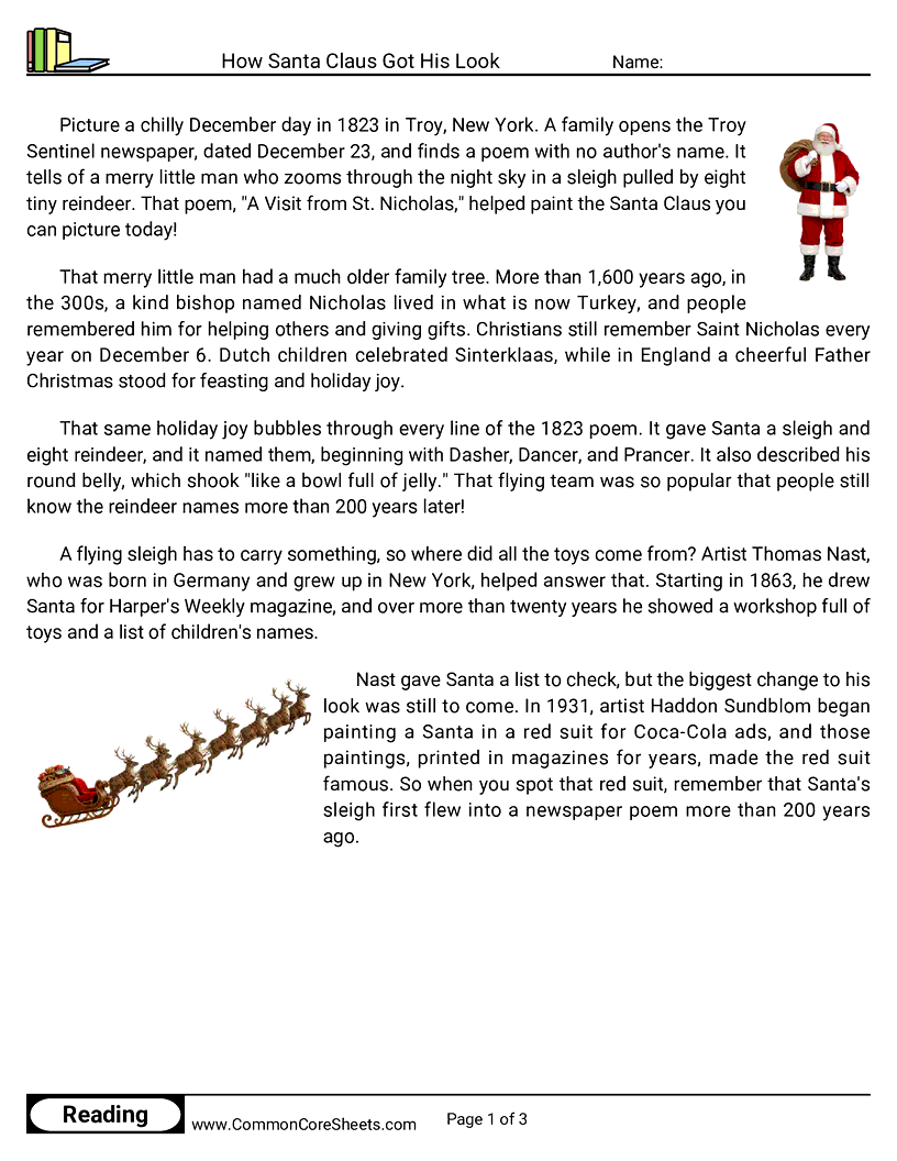 How Santa Claus Got His Look worksheet preview