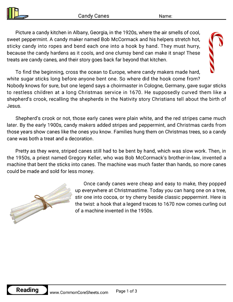 Candy Canes worksheet preview