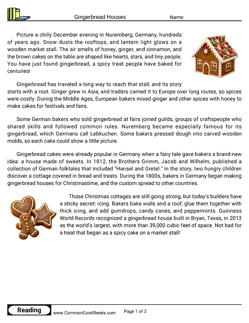 Gingerbread Houses worksheet preview