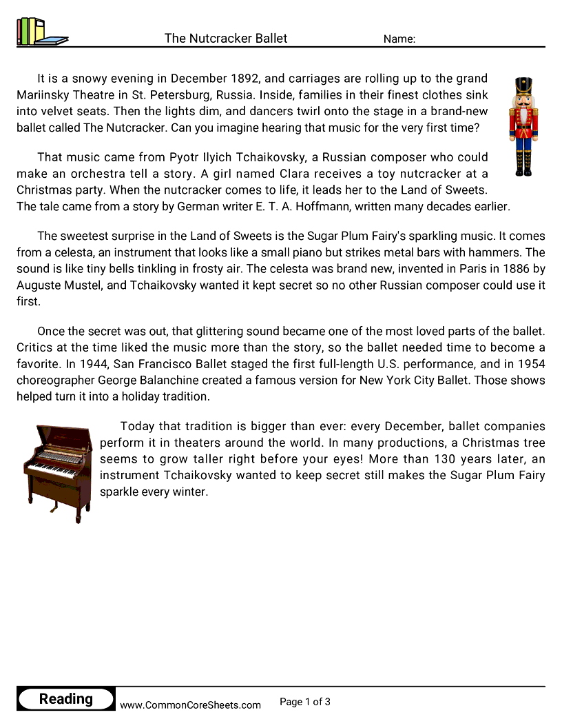 The Nutcracker Ballet worksheet preview