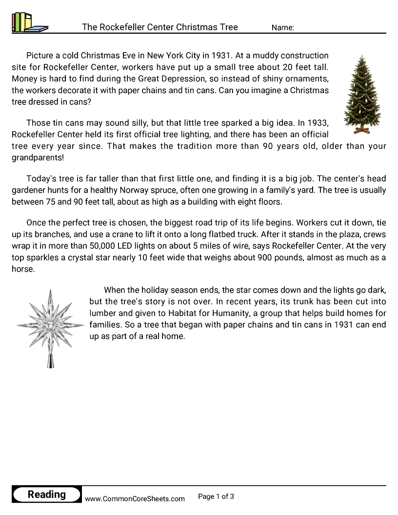 The Rockefeller Center Christmas Tree worksheet preview