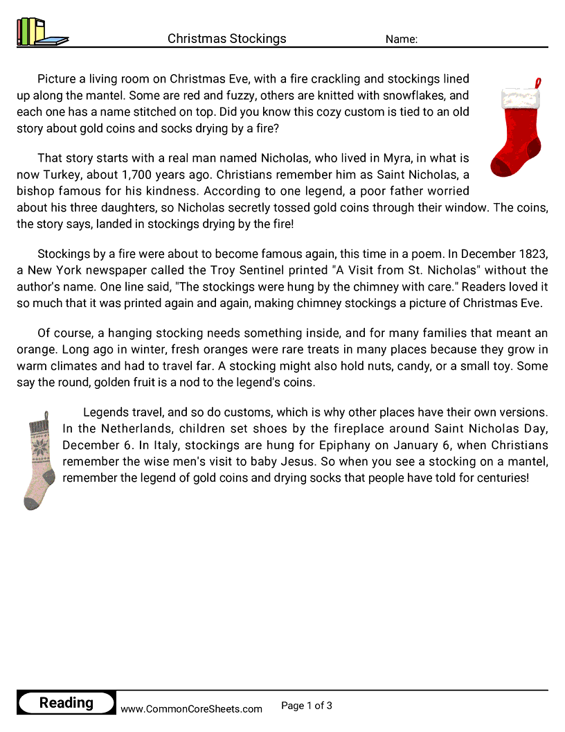 Christmas Stockings worksheet preview