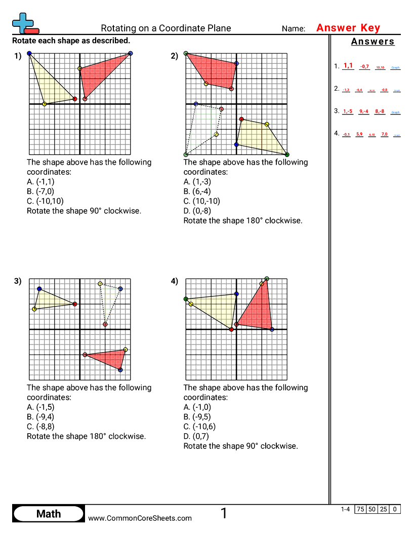 Grid Worksheets - rotating-on-coordinate-plane worksheet