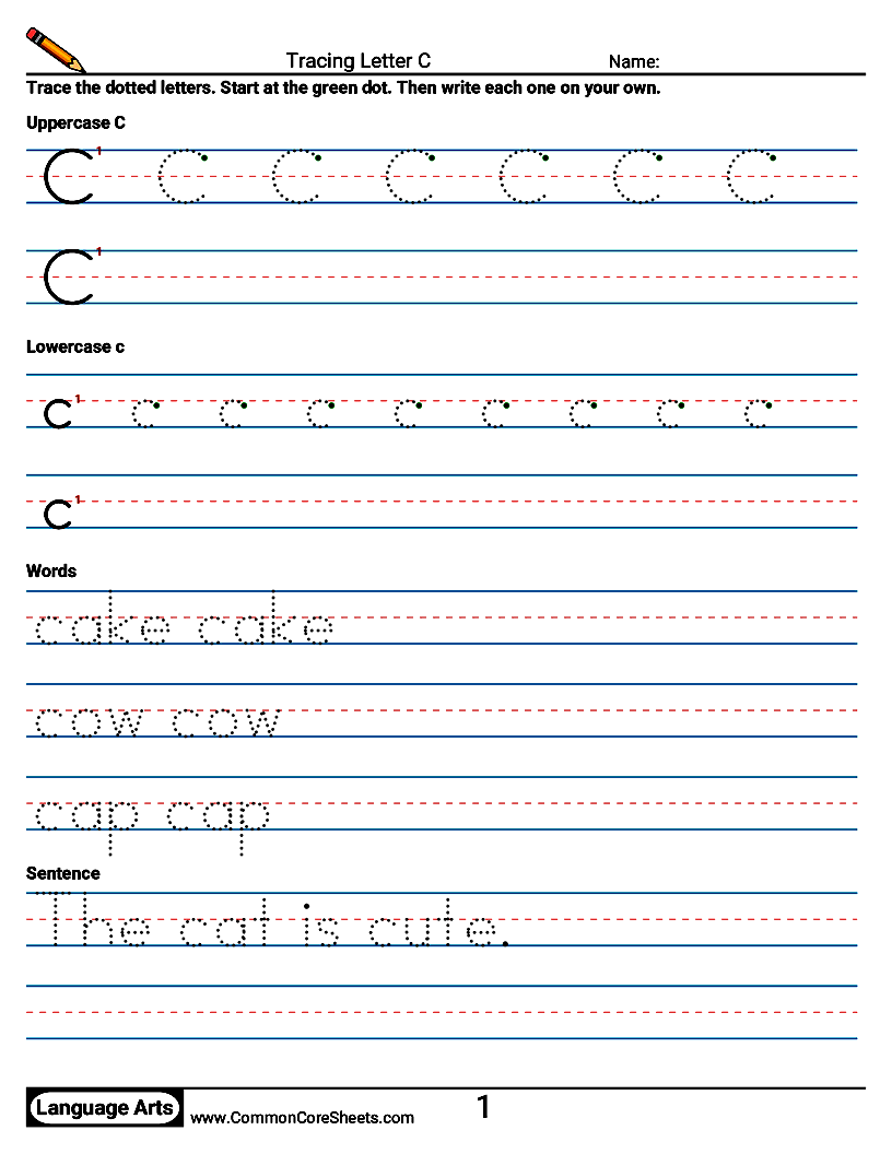 Handwriting Worksheets - Tracing Letter C worksheet