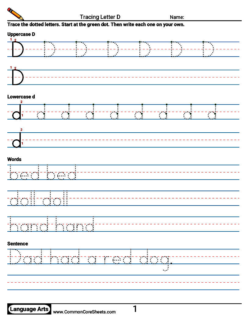 Handwriting Worksheets - Tracing Letter D worksheet