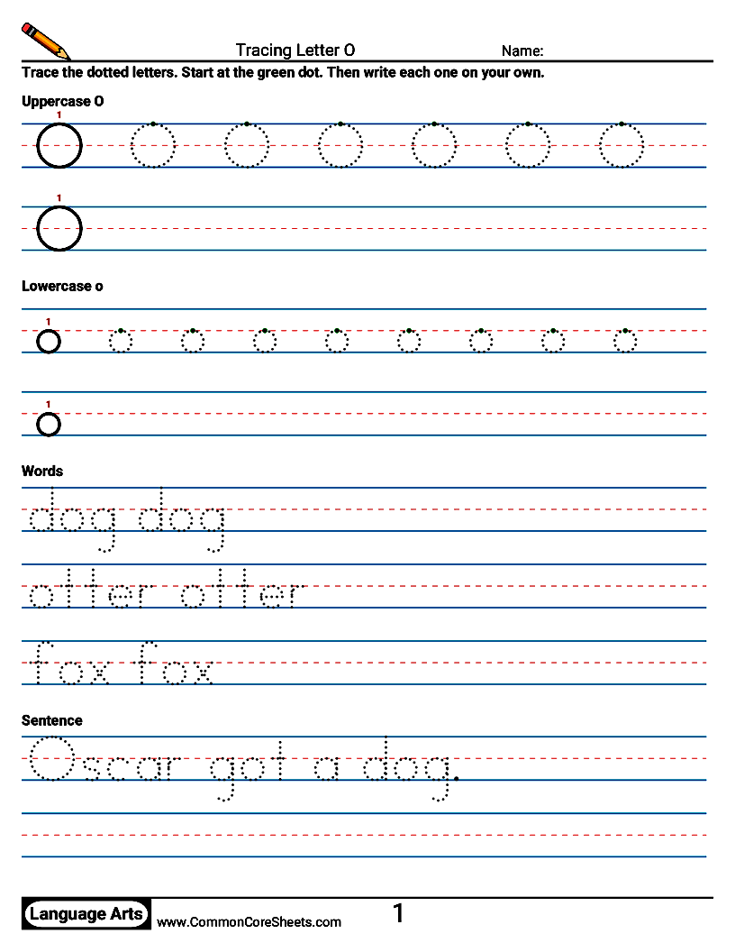 Handwriting Worksheets - Tracing Letter O worksheet
