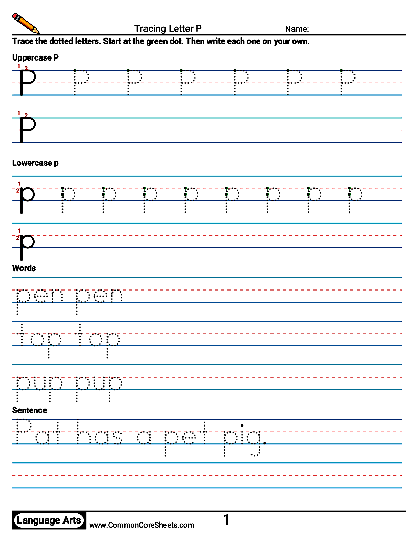 Handwriting Worksheets - Tracing Letter P worksheet