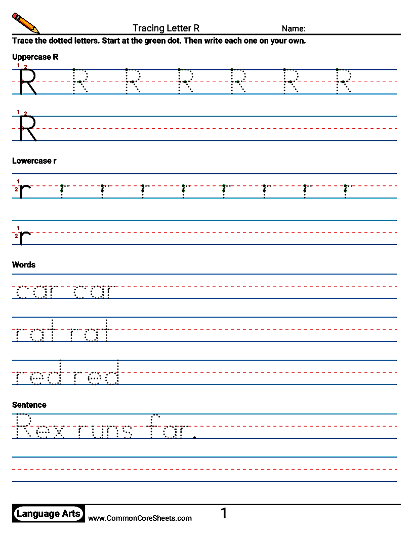 Handwriting Worksheets - Tracing Letter R worksheet