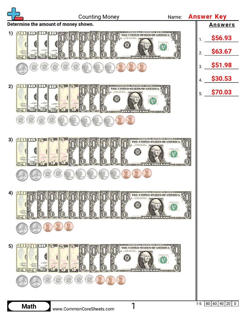 Money Worksheets - counting-money-with-change worksheet
