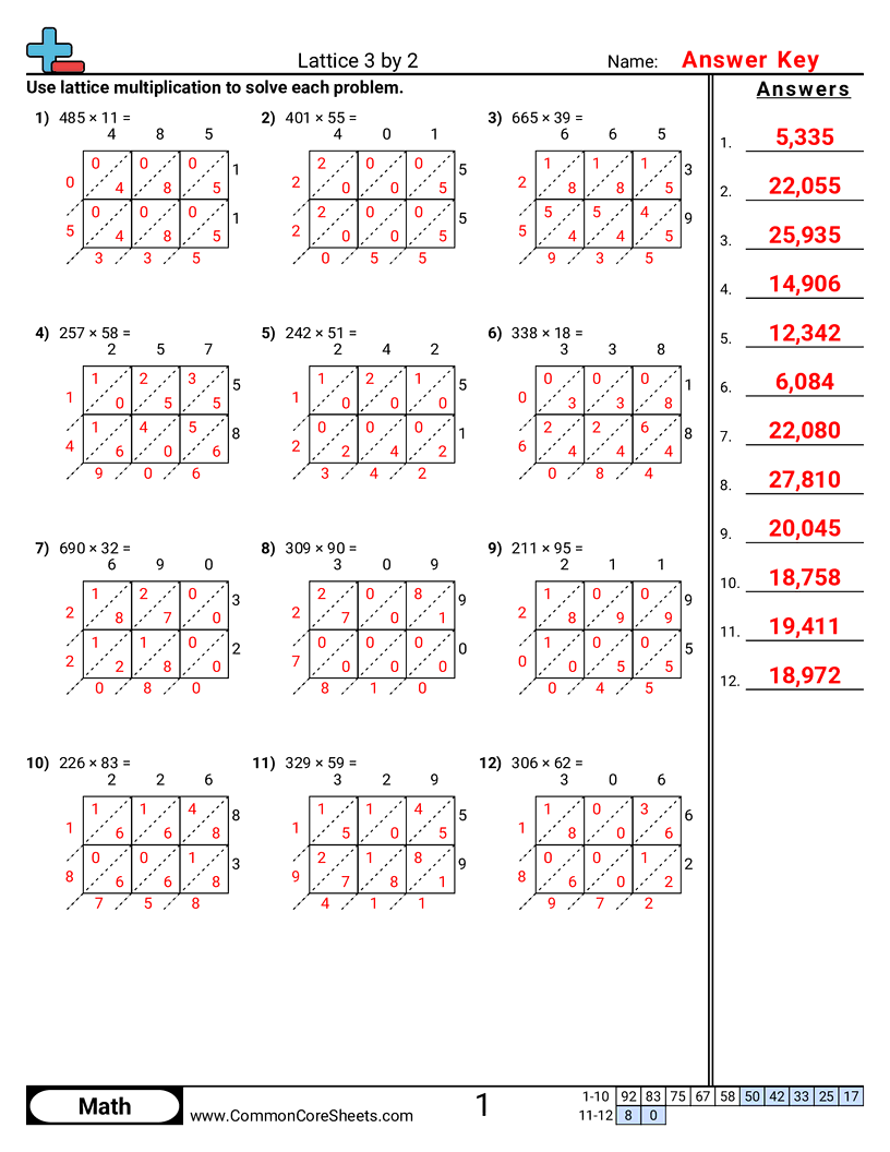 Multiplication Worksheets - 3-digit-x-2-digit worksheet