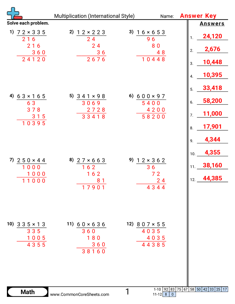 Multiplication Worksheets - multiplication-international-style worksheet