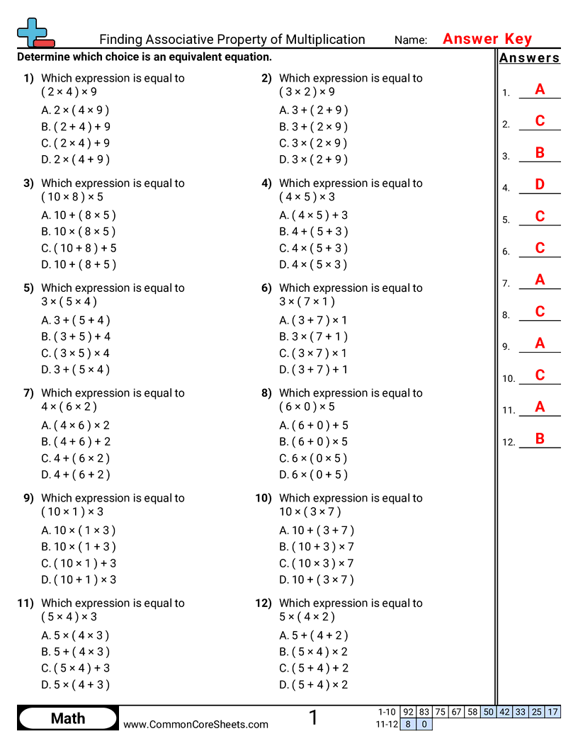Properties Worksheets - finding-associative-property-of-multiplication worksheet
