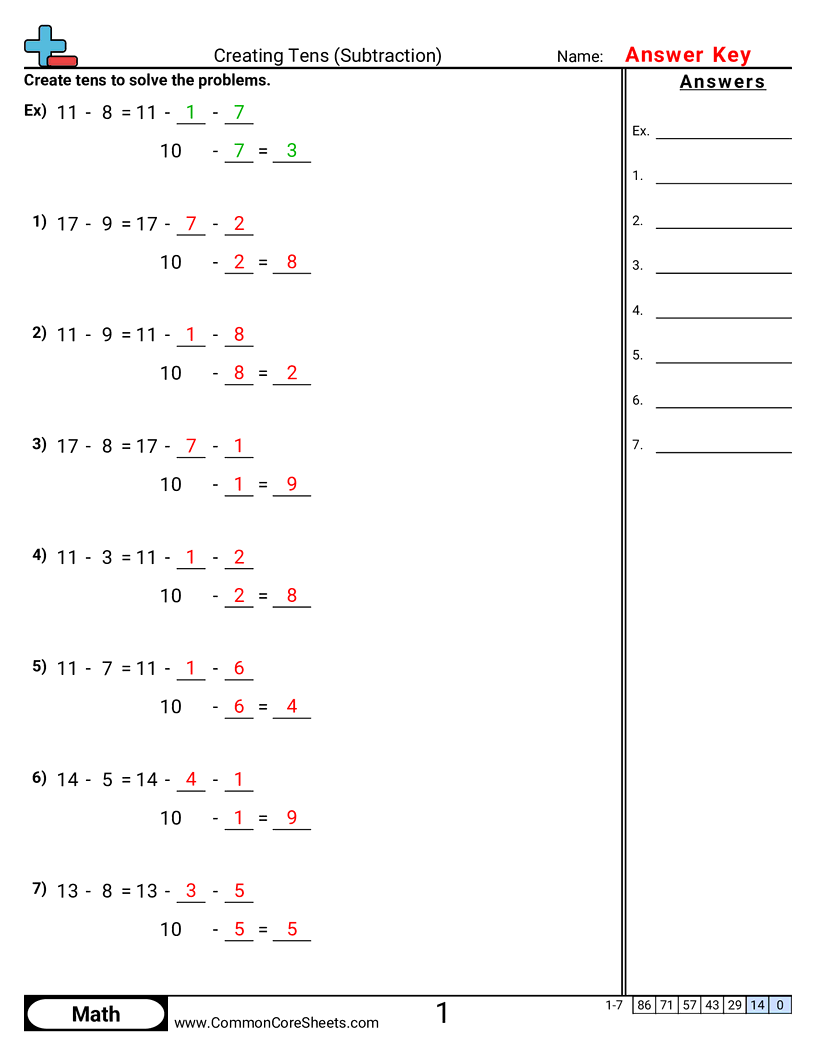 koa5 Worksheets - creating-tens worksheet