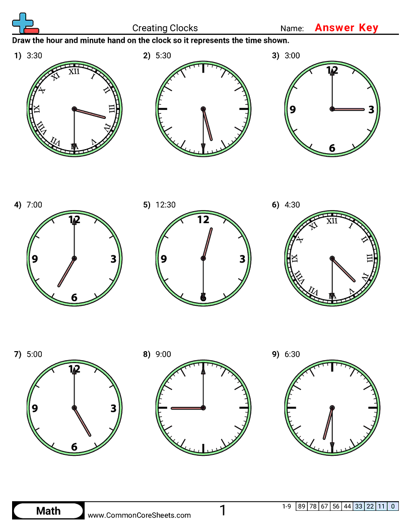 Time Worksheets - creating-clocks-half-hour-increments worksheet