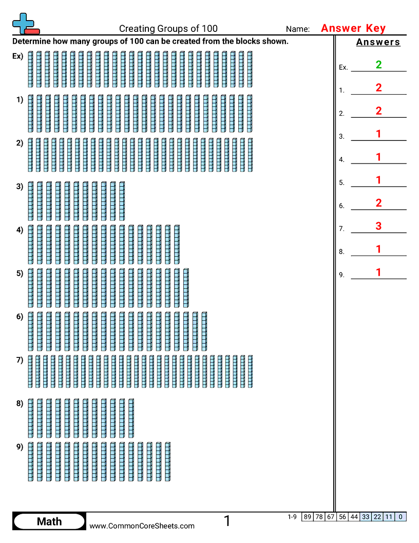 Value & Place Value Worksheets - creating-groups-of-100 worksheet