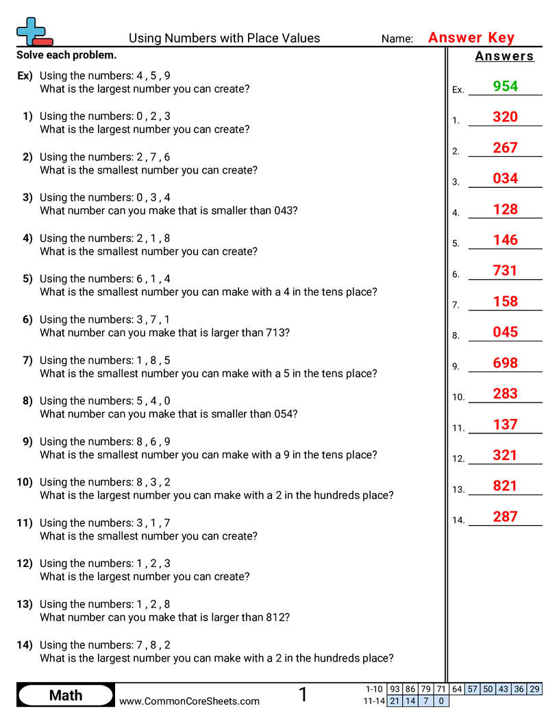 Value & Place Value Worksheets - using-number-with-place-values worksheet