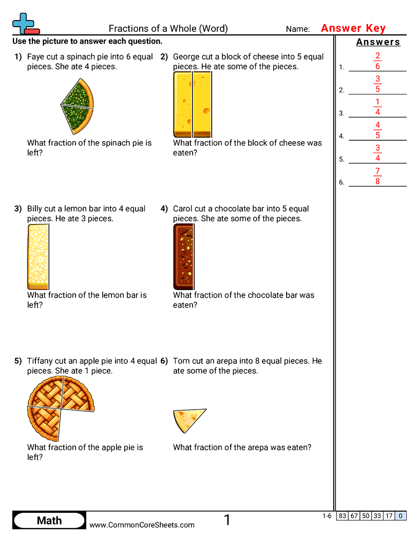 Fraction Worksheets - Fractions of a Whole
 worksheet