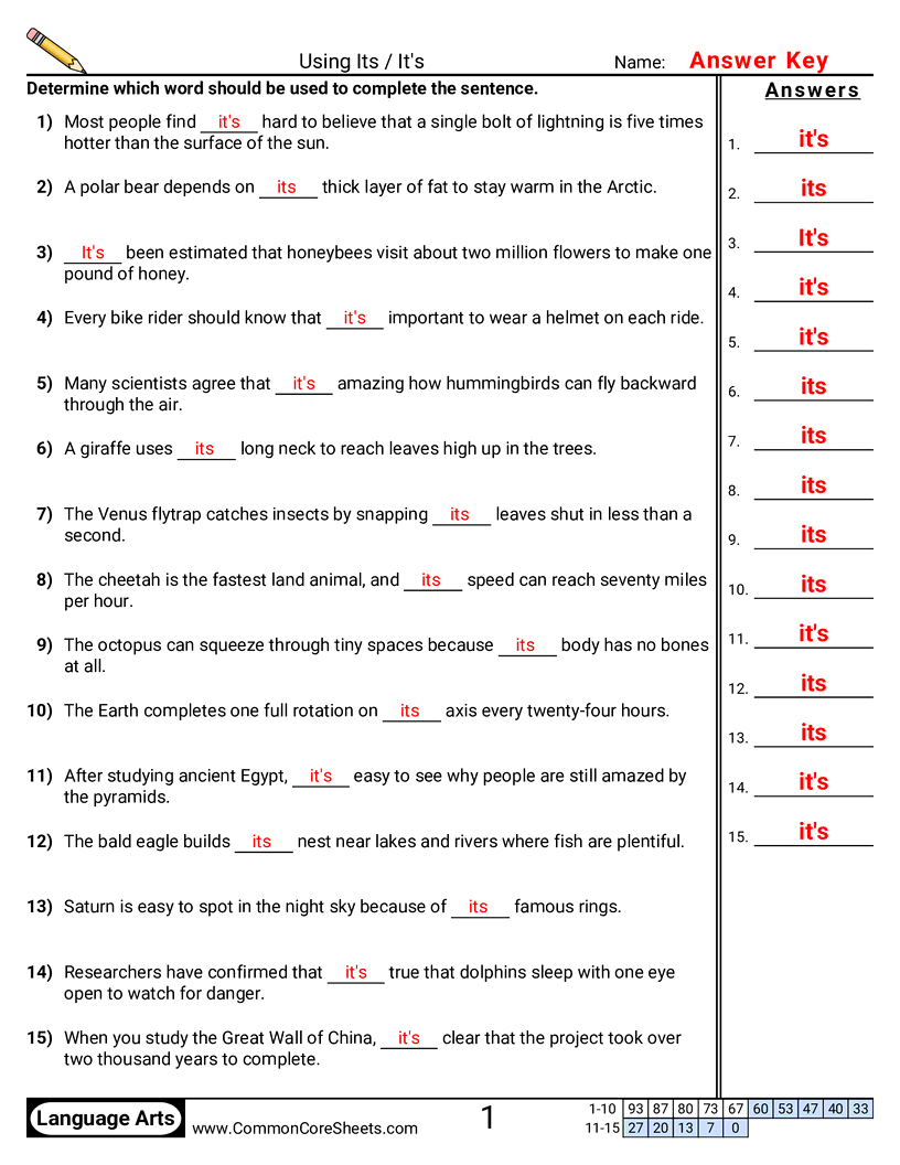 Related worksheet